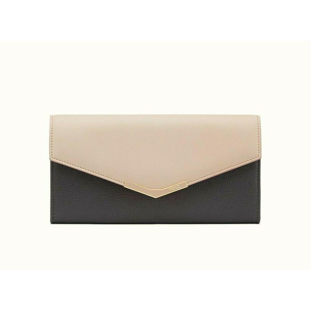 Fendi  Pink Grey Bicolor 2Jours Leather Wallet